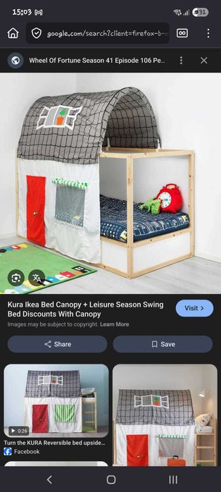 Cama Ikea Kura reversível com dossel