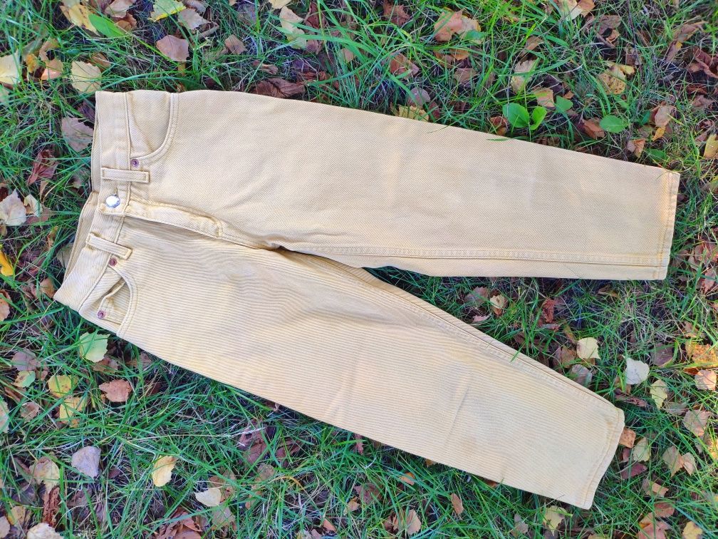 Spodnie jeansy żółte pastelowe z wysokim stanem dziecięce Rifle 122