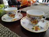 Komplet 2 szt. porcelanowych filiżanek ze spodkami