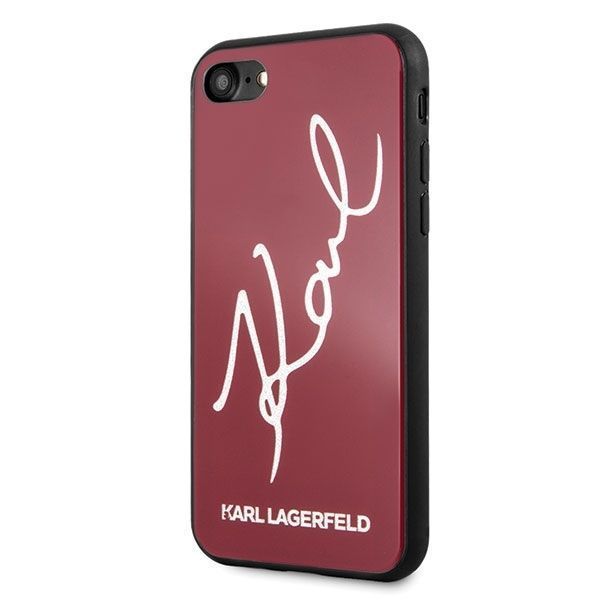 Etui Karl Lagerfeld do iPhone 7/8 - Czerwony Hard Case z Brokatem