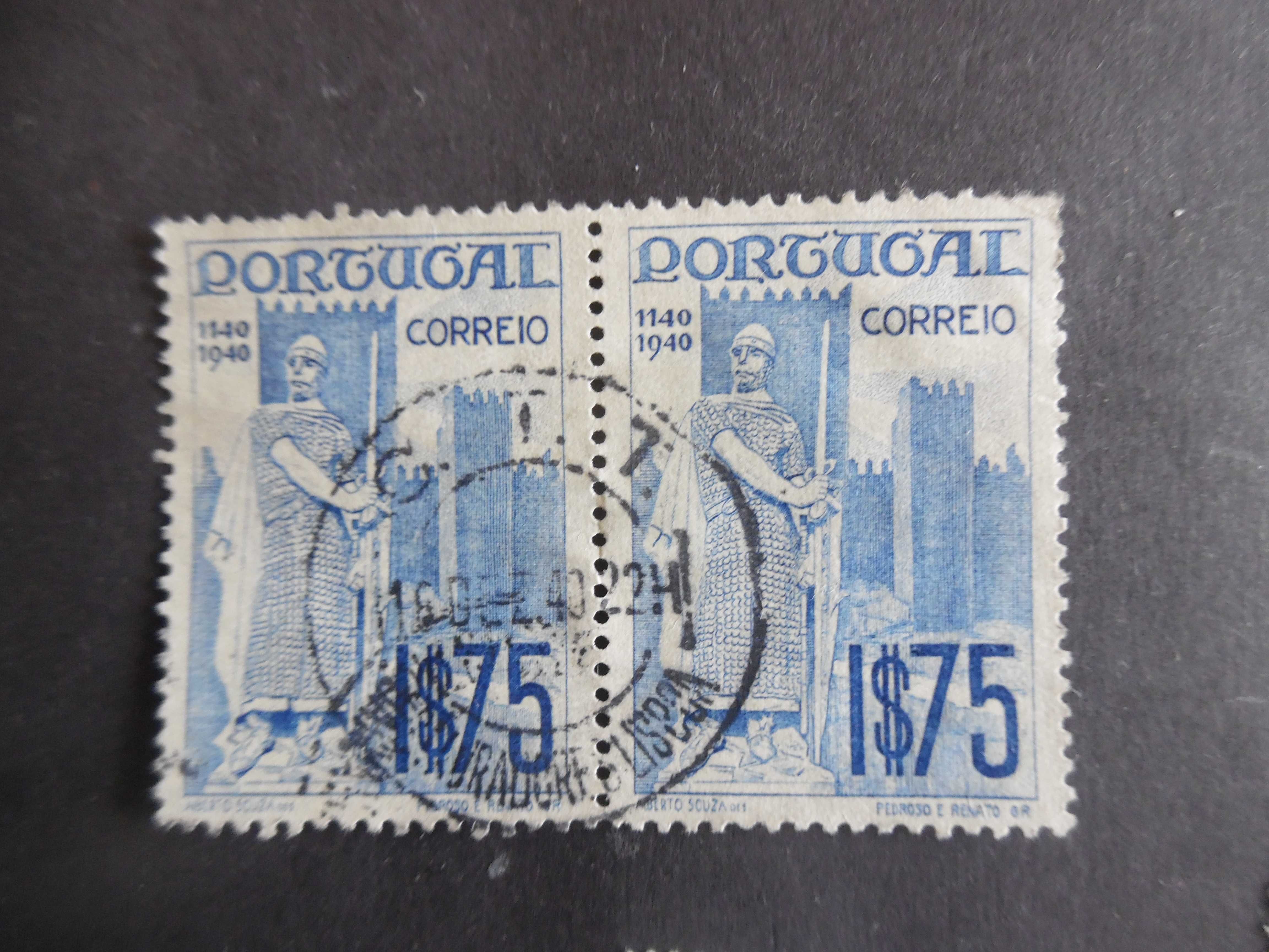 Selos Portugal 1940-Bloco Par 1$75 Af. /Mundifil nº 598 Restauração