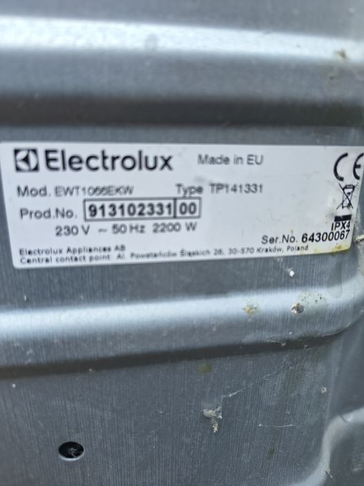 Pralka elektrolux EWT 1066 ekw programator silnik gzalka pompa