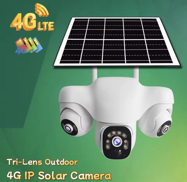 АВТОНОМНА ВІДЕОКАМЕРА 3ШТ РTZ 15мр 10x ZOOM 4G V380Pro вулична камера