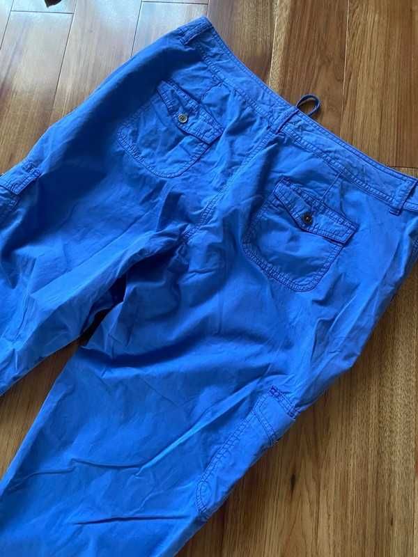 xxxl 46 48 niebieskie spodnie do kostek chinosy cygaretki cargo +size