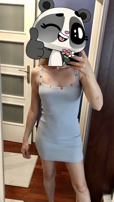 Sexy błękitna sukienka z nitami roz. S/M