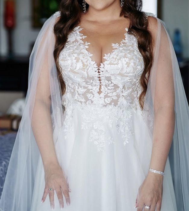 Suknia ślubna Annais Bridal Elena 2022 ivory długa brokatowa tiulowa