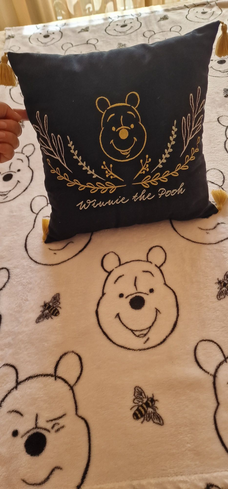 Manta e almofada decorativa da Dysney, tema Winni the Pooh