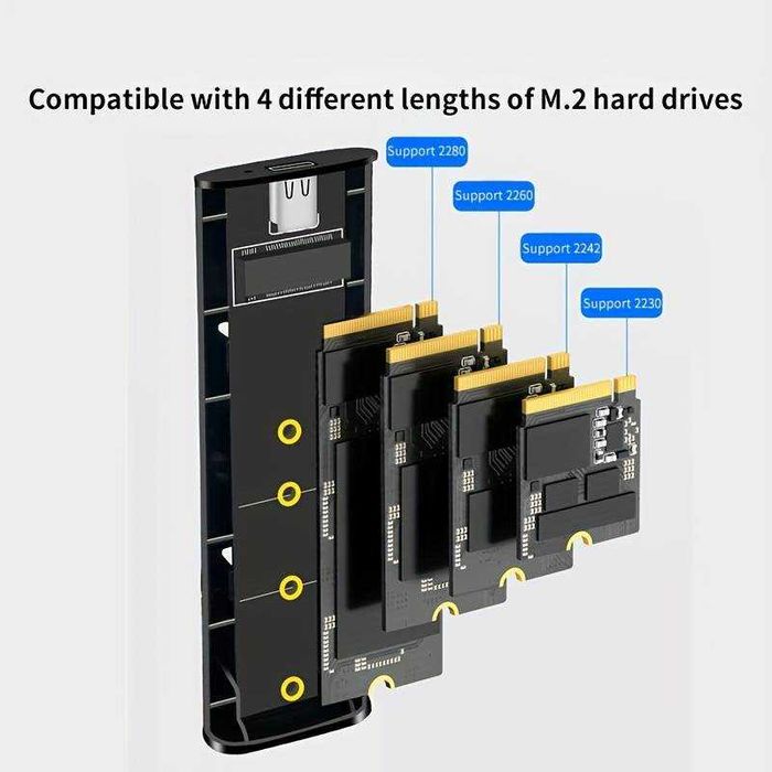 Caixa M.2 SSD NGFF Typo C PCIe B+M/M-Key