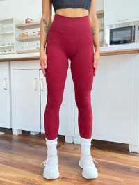 Legginsy Sportowe Z Wysokim Stanem Burgundowe Shein M 38