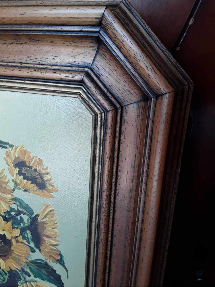 Obraz słoneczniki malowany na płótnie w drewnianej ramie