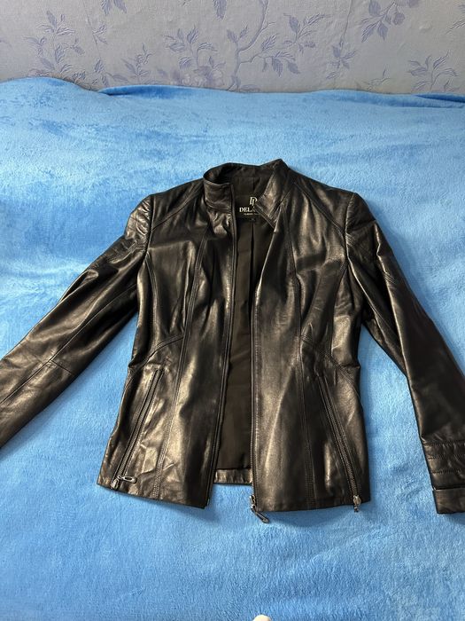 кожаный пиджак, черный размер 42-44 на молнии, тонкая Туркцкая кожа