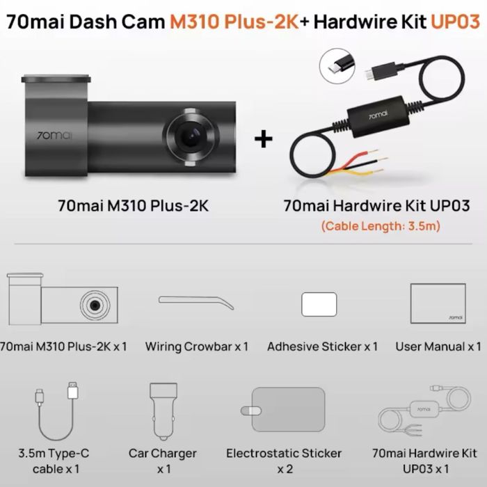 Відеореєстратор 70mai Dash Cam M310 Plus-2K black