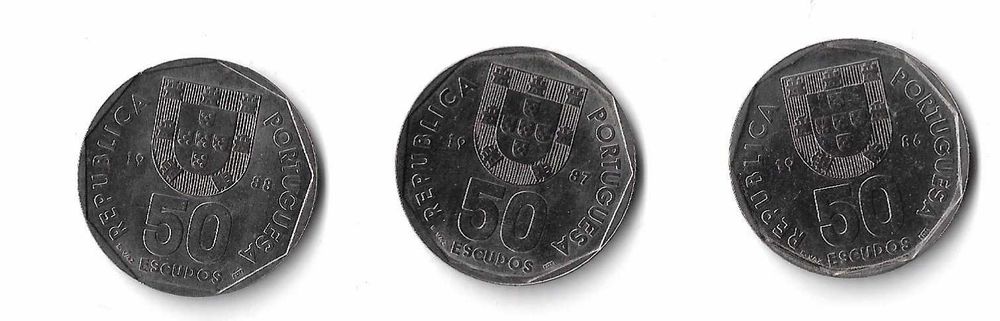 3 Moedas de 50$00