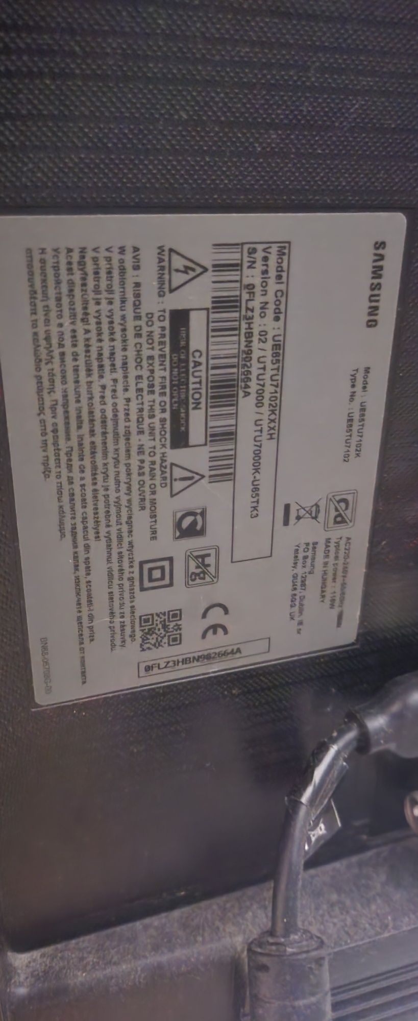 Samsung 65 cali wszystko w idealnym stanie ale matryca do wymiany
