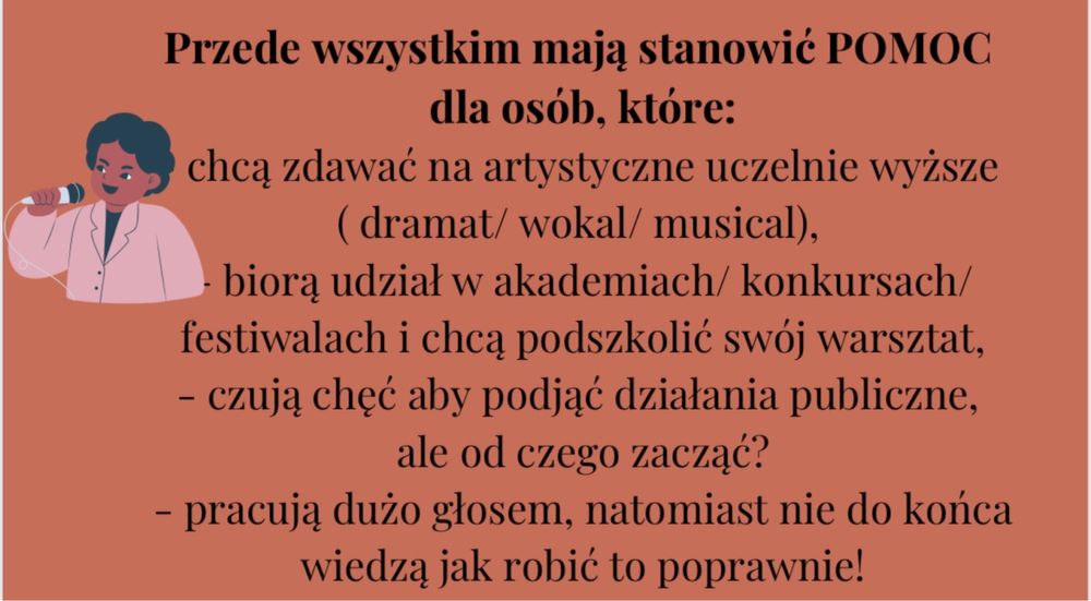 Korepetycje - Aktorstwo i Śpiew( stacjonarnie, online) KRAKÓW