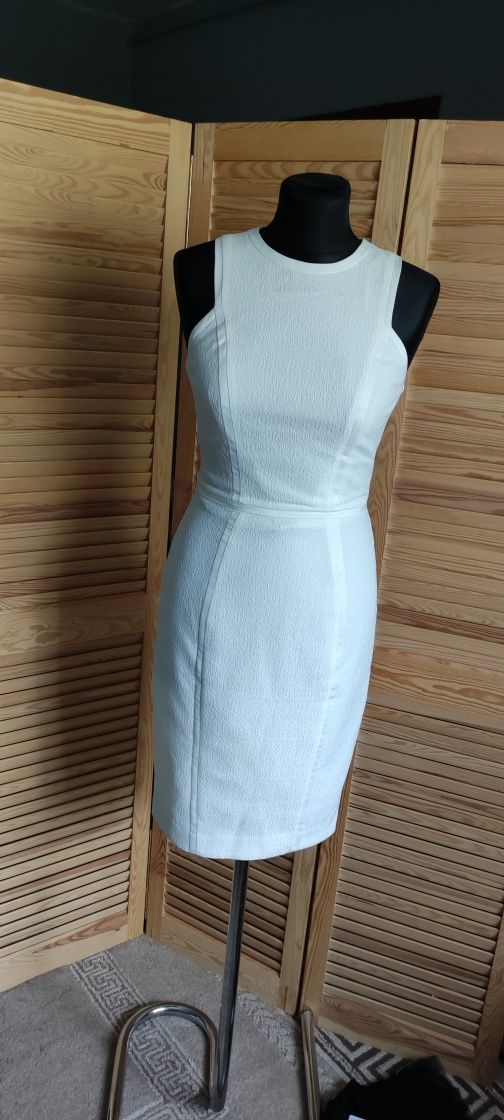 Biała kremowa sukienka H&M 34