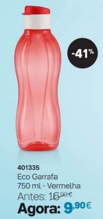 Eco Garrafa Tupperware 750ml vermelha