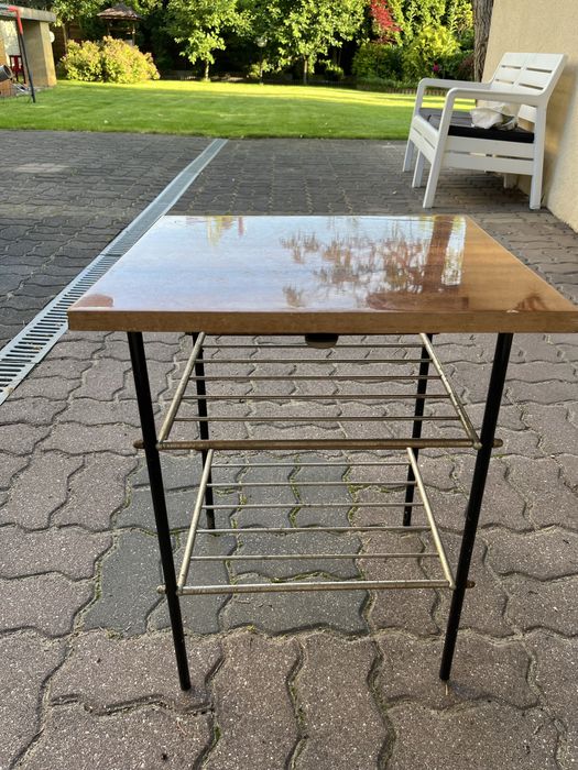 Stolik kawowy/pomocniczy/lampa vintage PRL