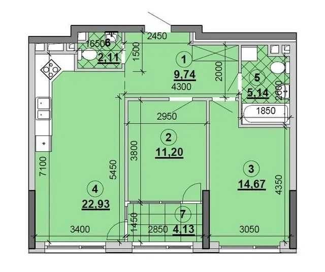 Продаж 2-кім квартири, 71 м² 2С4 в ЖК Great, Позняки, Осокорки
