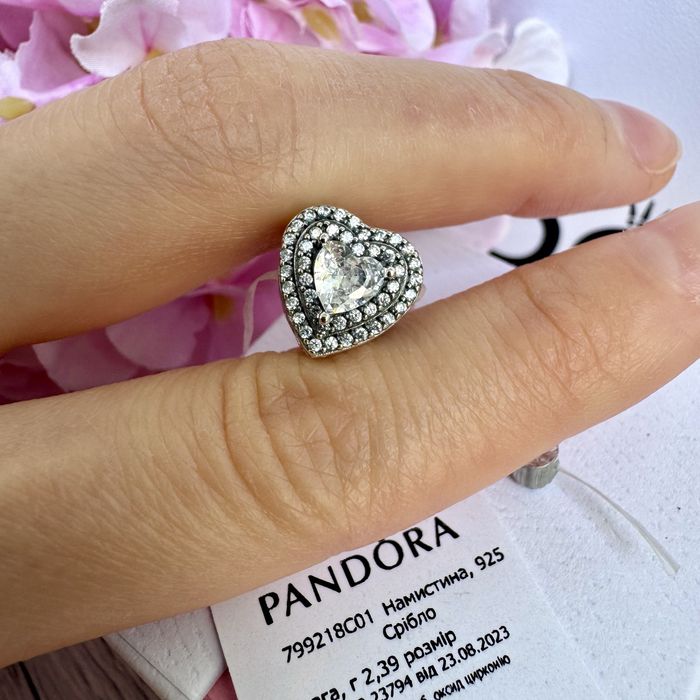 Шарм Пандора оригінал «Біле серце» Pandora намистина підвіска