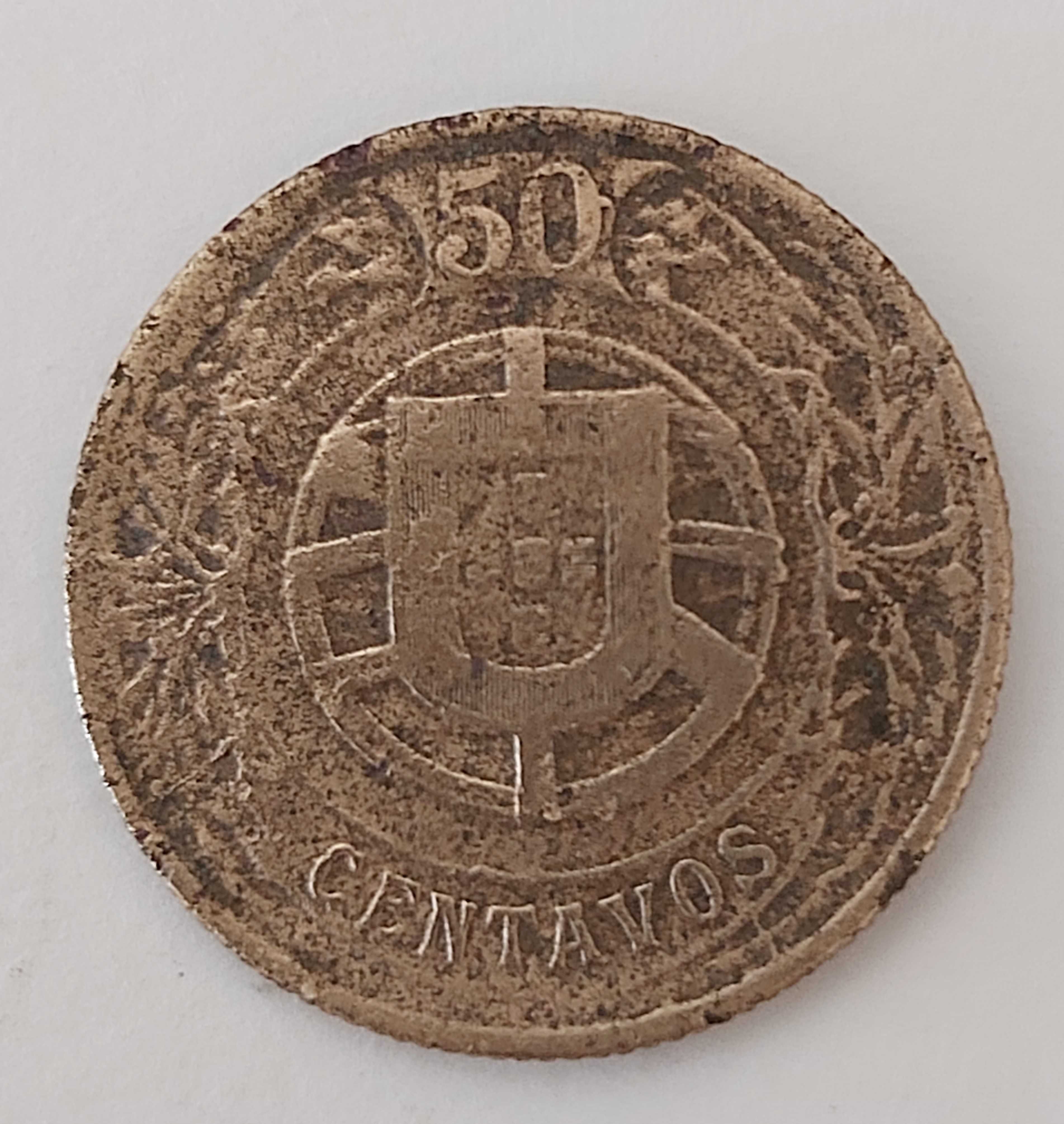 Moeda Portuguesa antiga de 50 centavos de 1924