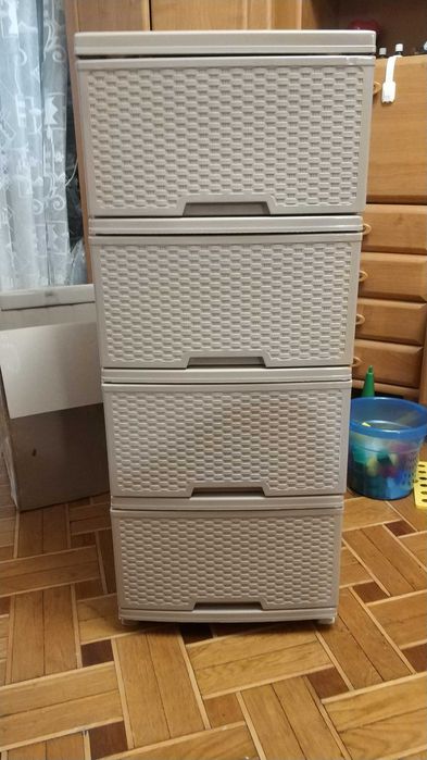 Комод пластиковий алеана Ротанг «Біла троянда» (Світло-бежевий)