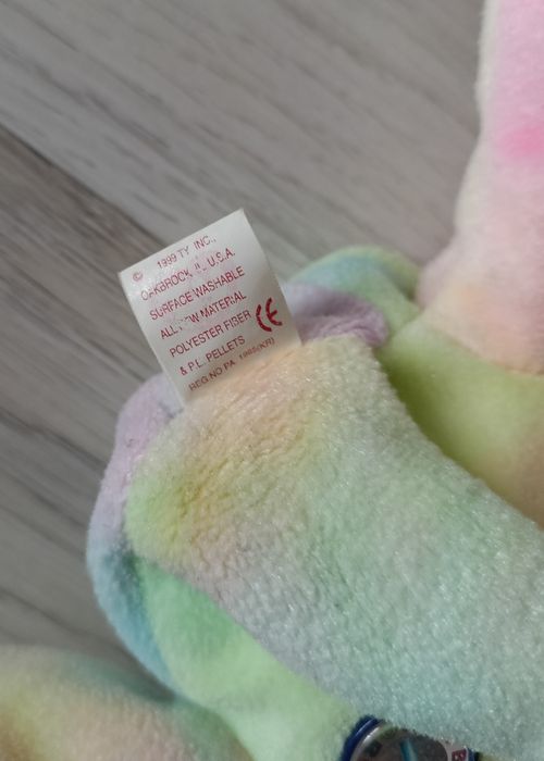 Ty Beanie Babies B.B. Bear 1999 Birthday Bear tęczowy miś maskotka 22c