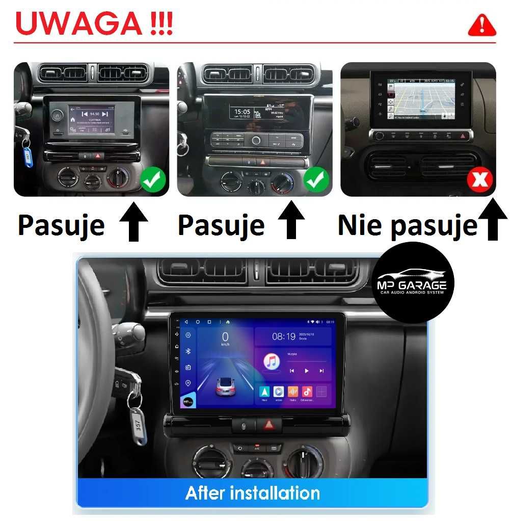 Radio Nawigacja Citroen C3/C4 2016_2023 Android 4G CarPlay/AA Montaż