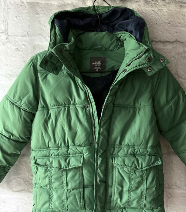 Zielona zimowa kurtka H&M 7-8 lat 122-128cm