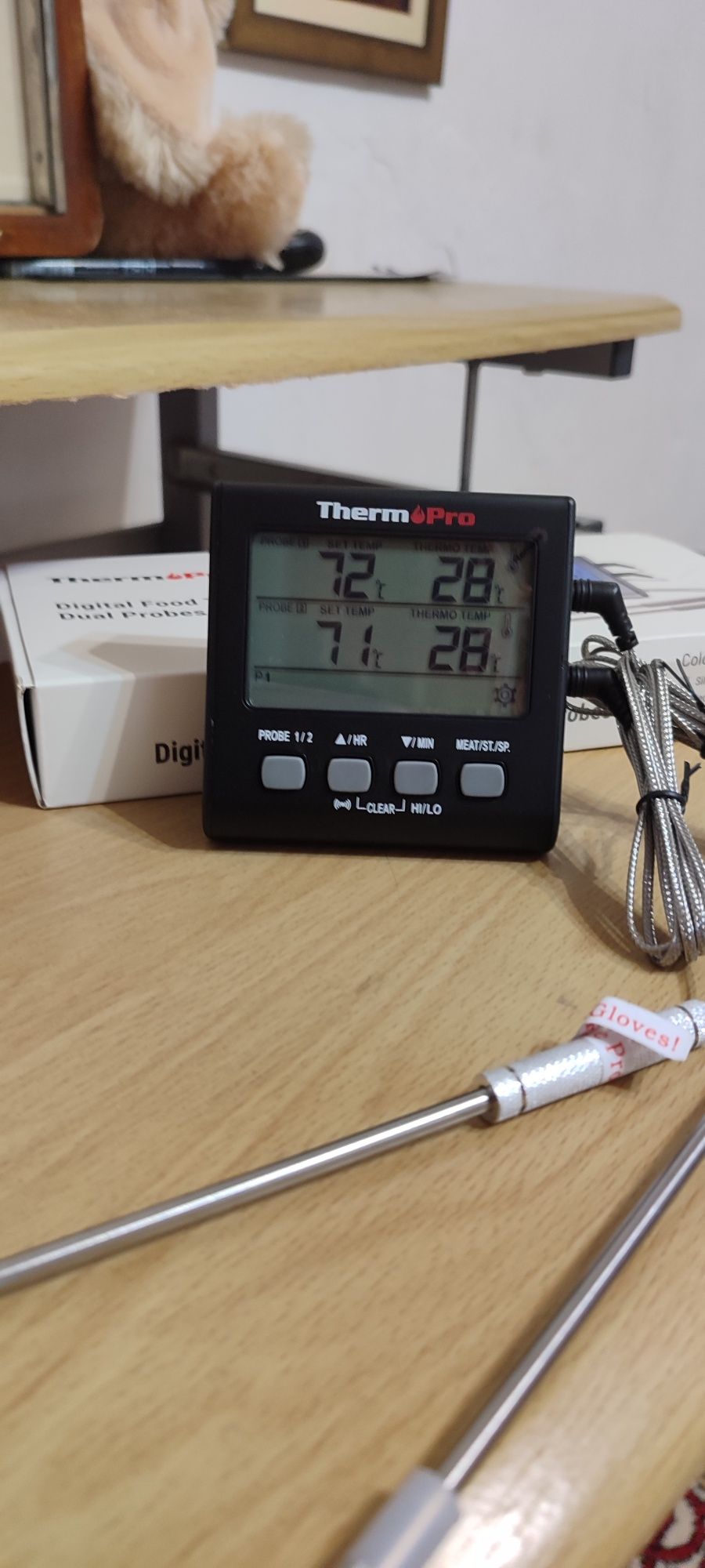 Термометр кухонный  ThermoPro TP17 с  двух зонным выносным щупом