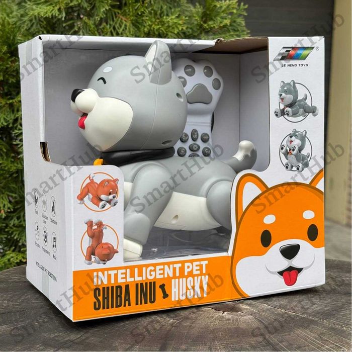 Собачка на радіокеруванні Hasky сіра, Песик на пульті, Іграшка собака