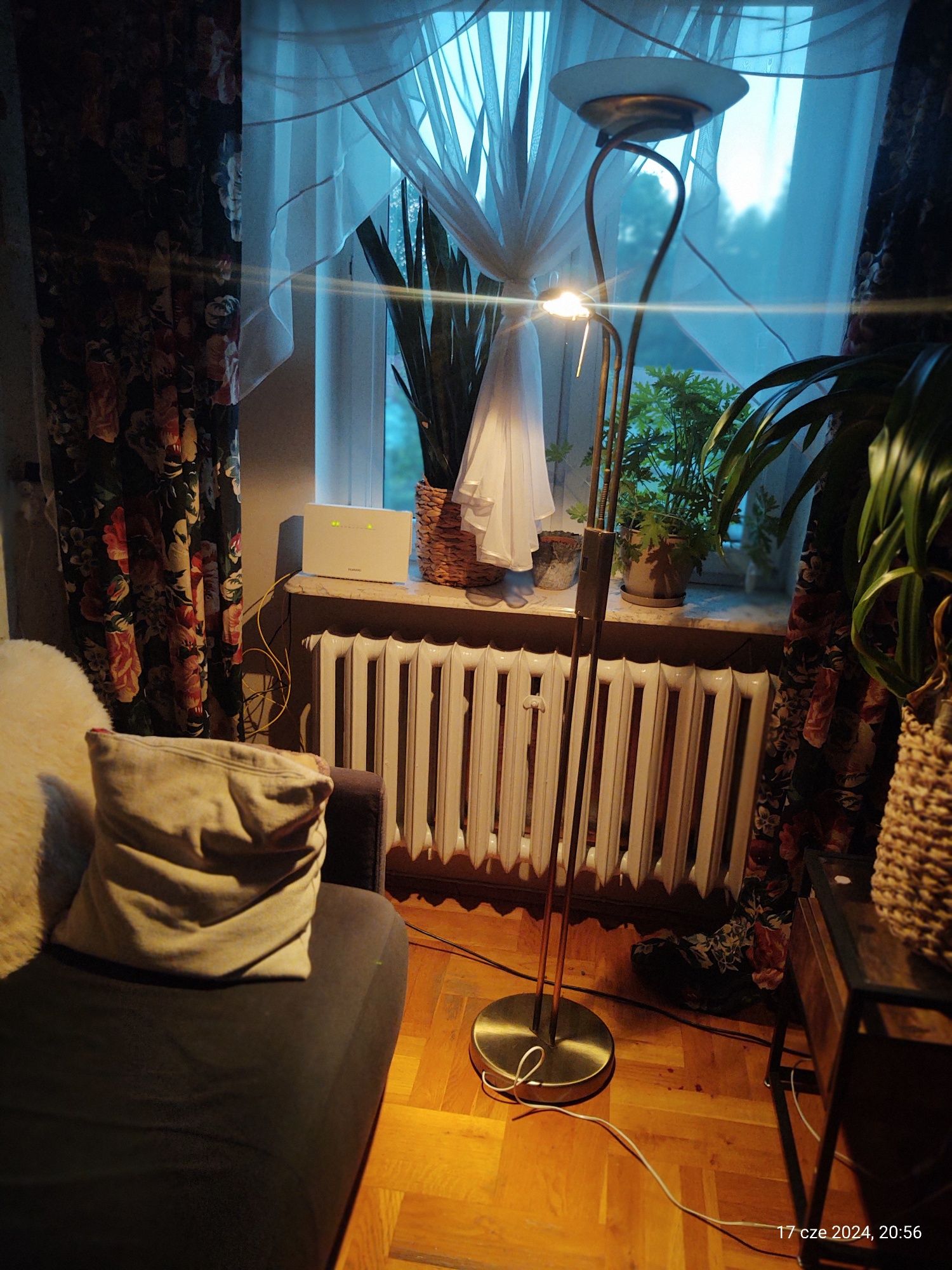 Lampa podłogowa miedź stare złoto