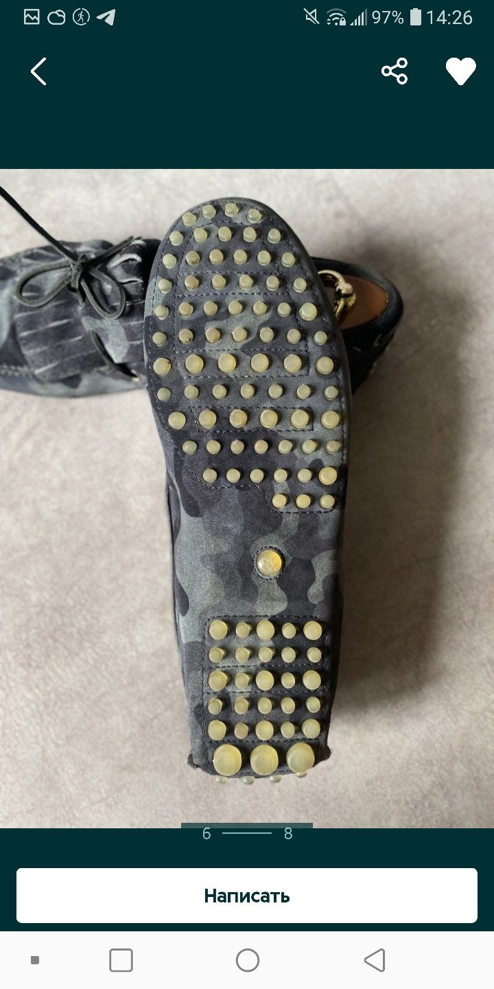 Оригінал шкіряні мокасини Car Shoe (Prada)27.5 см