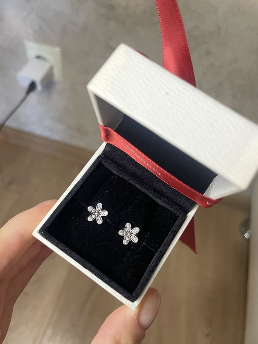 Сережки Пандора срібні квіточки