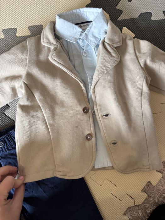 Garniturek 80 jak nowy do chrztu dla chłopca elegancki