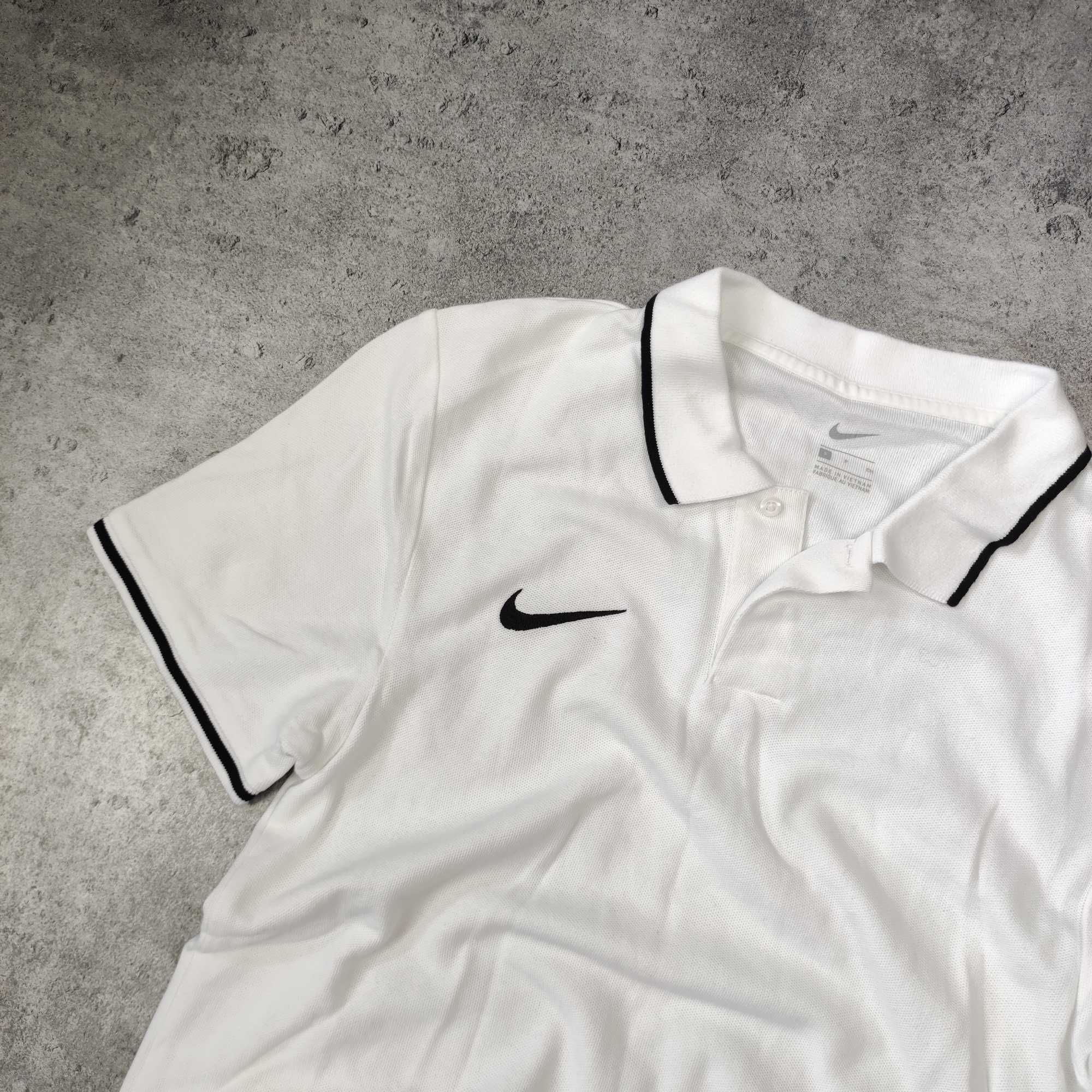 MĘSKA Elegancka Sportowa Bawełna Koszulka Polo Kołnierzyk Biała Nike