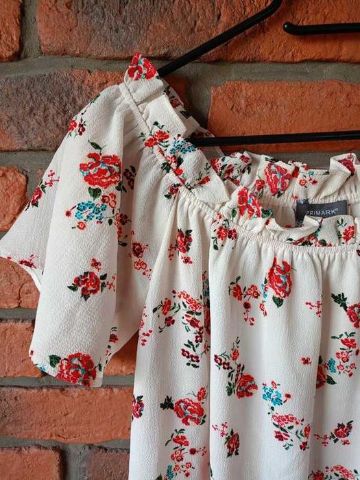 Kwiecista damska bluzka bluzeczka letnia na lato w kwiaty hiszpanka XL