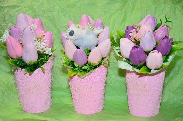Тюльпани букет мильних квітів. Букет из мыла