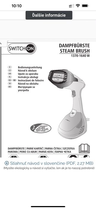 Відпарювач SwitchOn для одягу