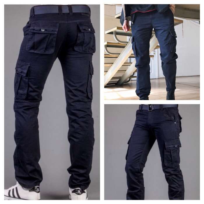 Мужские джинсы брюки карго милитари с накладными карманами