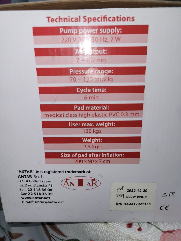 Materac przeciwodleżynowy