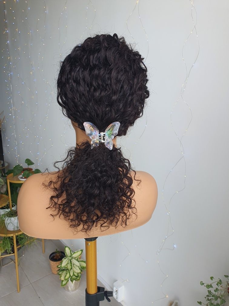 Peruka na opasce z włosów naturalnych loki 45 cm afroloki OP