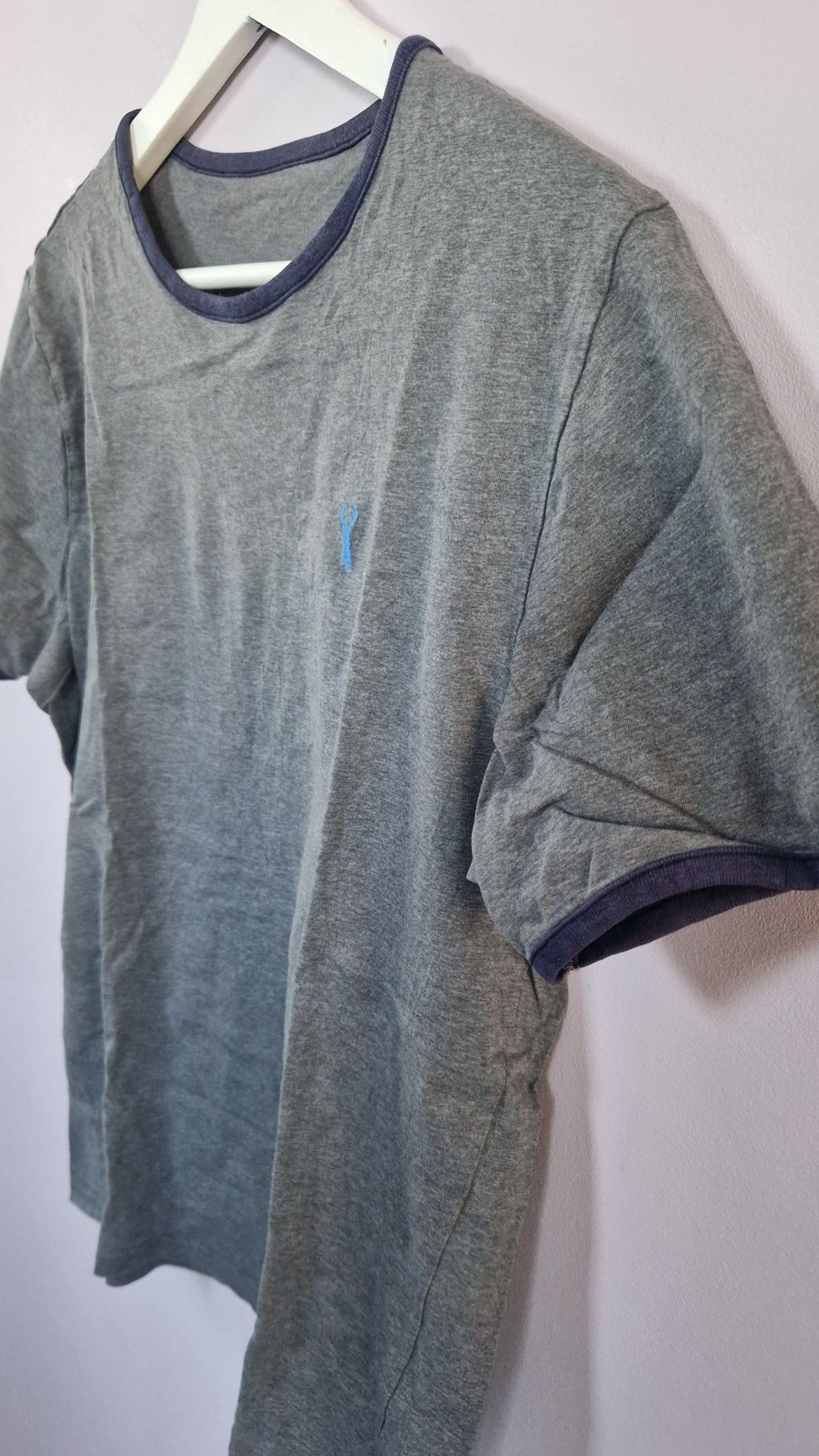 Szary prosty gładki t-shirt koszulka basic streetwear eur L