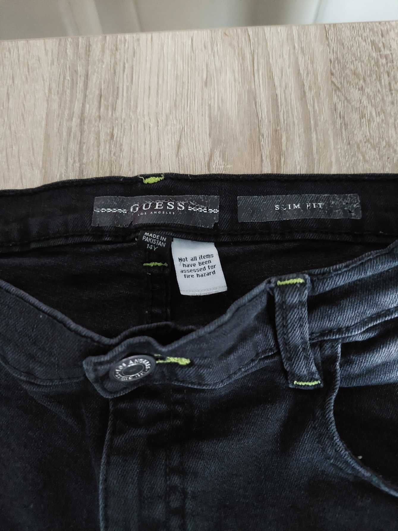 Spodnie chłopięce Guess, 14 l, jeans, czarne, stan idealny