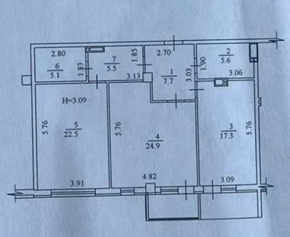 Продам 3 к.кв - 95 м2, Центр, Новострой, ЖК Резиденция