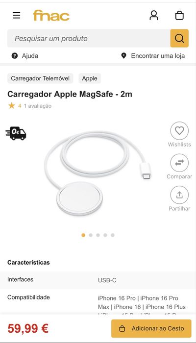 Carregador Wireless APPLE MagSafe
