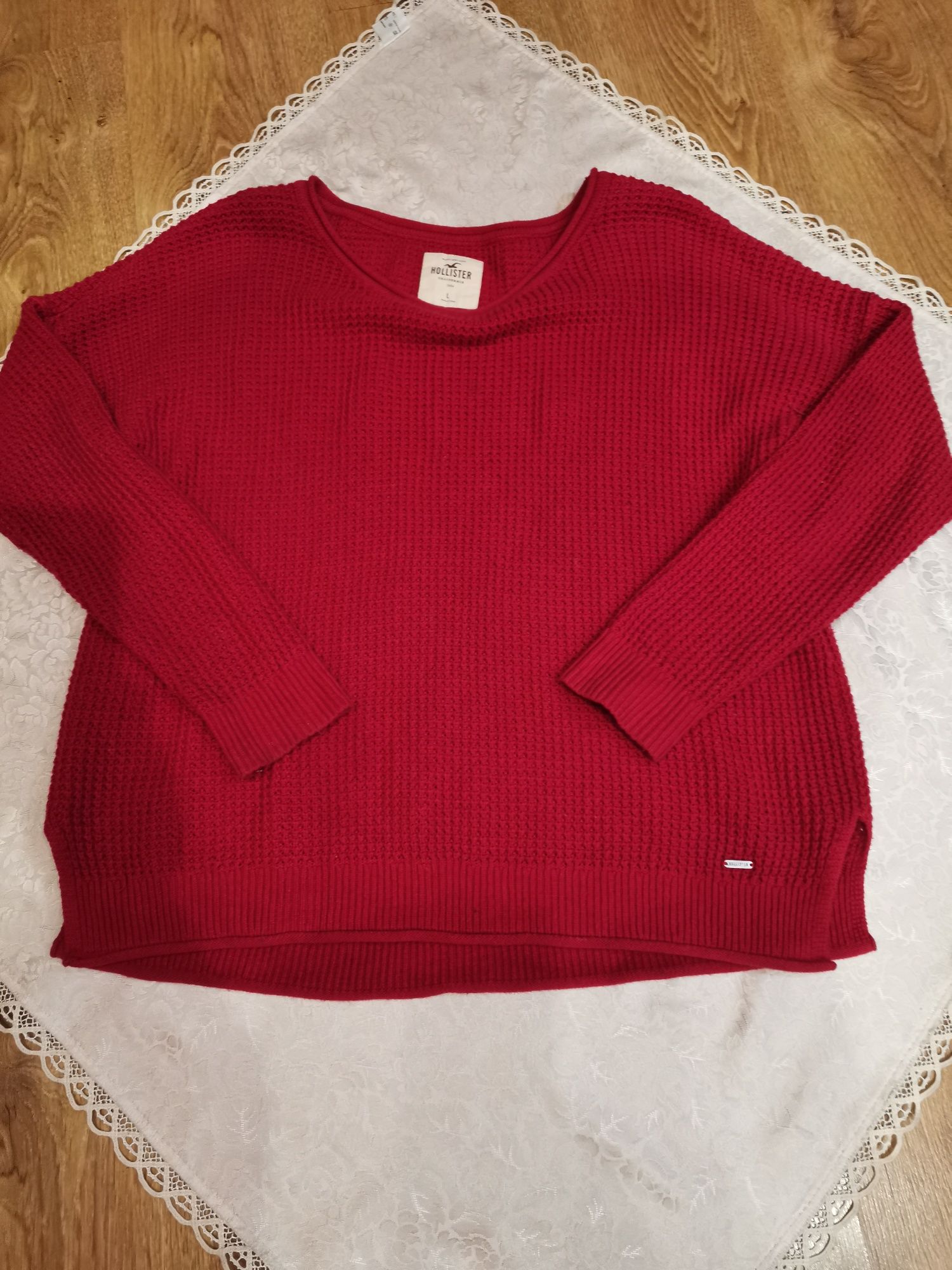 Sweter damski #Holister rozm L, czerwony