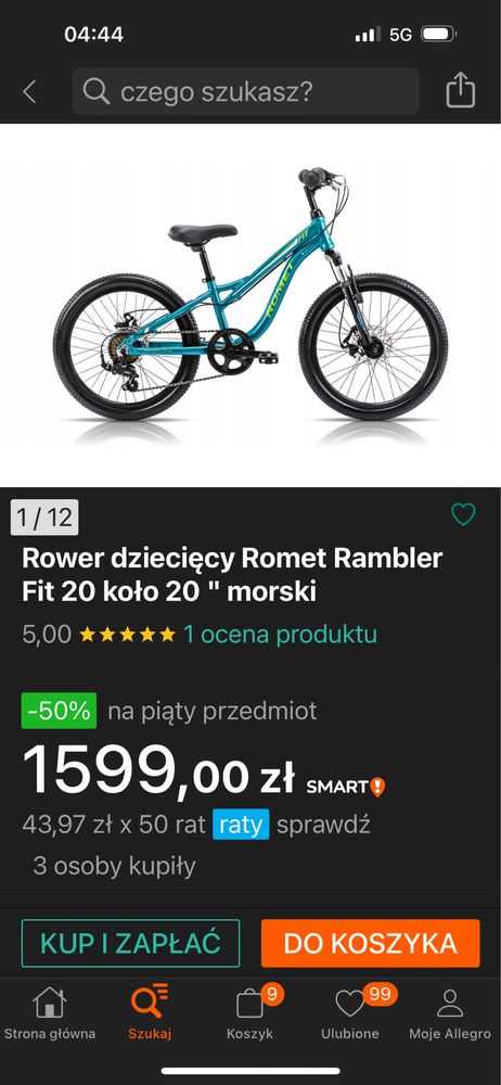 Rower dziecięcy Romet Rambler Fit 20 koło 20 " morski