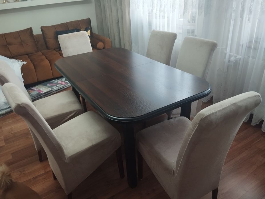Komplet stołowy do salonu stół + 6 krzeseł