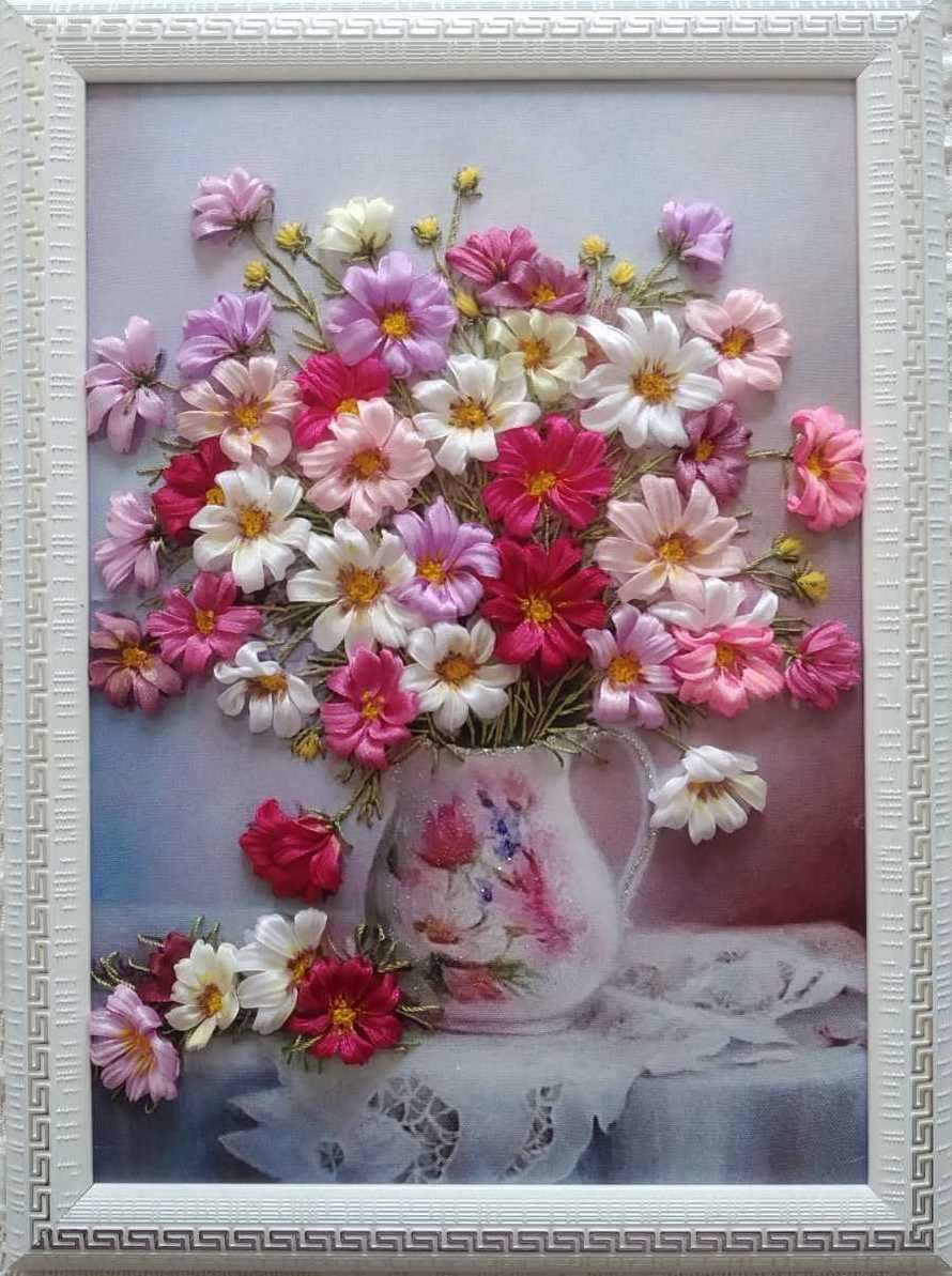 Винтажные картины. Вышивка лентами.